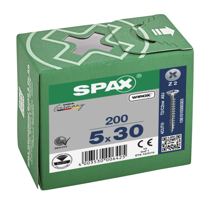 Spax spaanplaatschroeven PZ2 verzinkt 5 mm voldraad