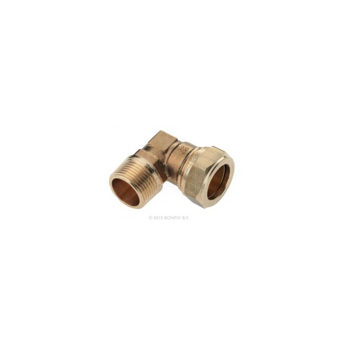 Bonfix messing draadknie 28 mm knel x 3/4" buitendraad Bonfix messing draadknie 28 mm knel x 3/4" buitendraad
