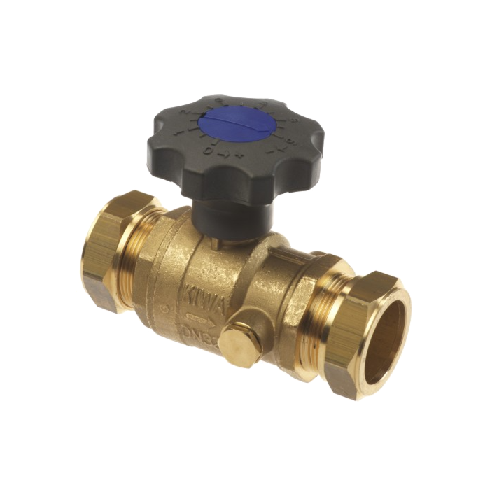 Raminex kogelkraan S28 2 x knel met aftapgelegenheid 54mm Raminex kogelkraan S28 2 x knel met aftapgelegenheid 54mm