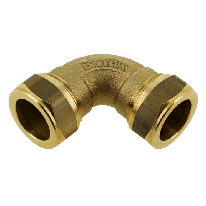 Bonfix messing bocht 90 graden 22 mm knel Bonfix messing bocht 90 graden 22 mm knel