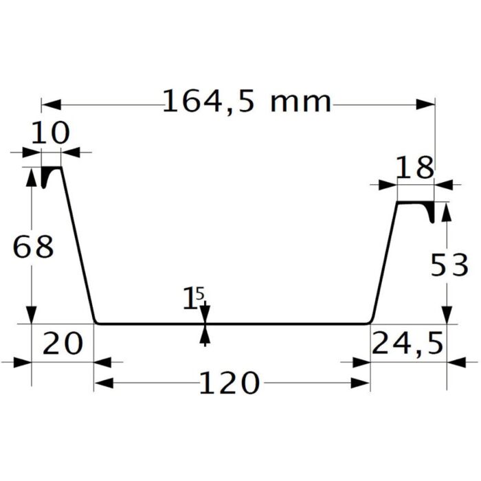 Polyester bakgoot antraciet 120mm 2 meter