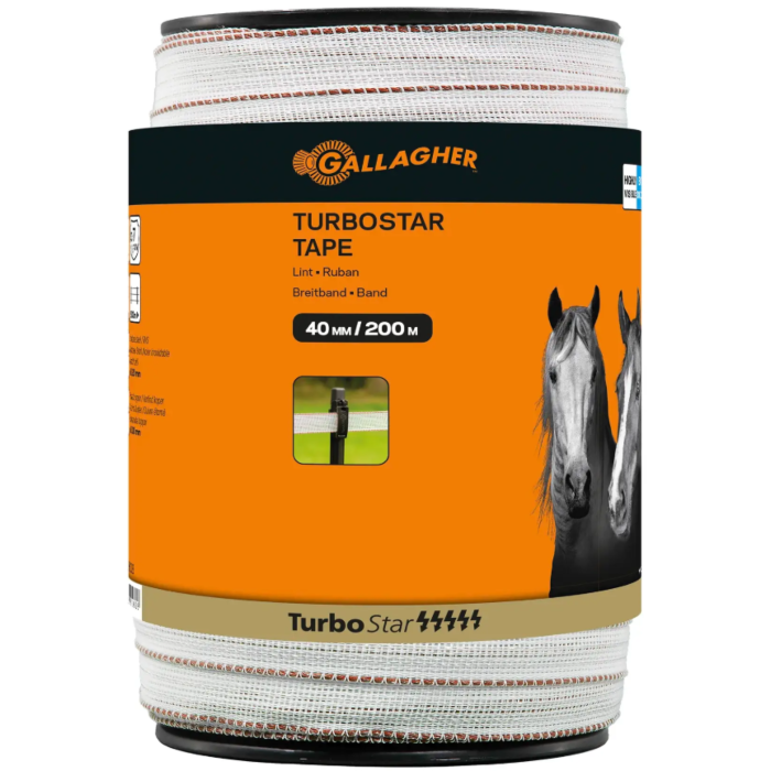 Gallagher Turbostar lint 40mm Super wit rol 200m Gallagher Turbostar lint 40mm Super wit rol 200m