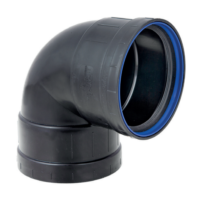 PP bocht zwart 2 x manchet 90 mm 90° PP bocht zwart 2 x manchet 90 mm 90°